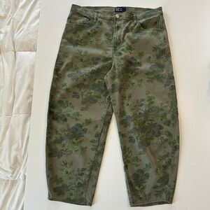 GAP Green Floral barrel Ankle Jeans